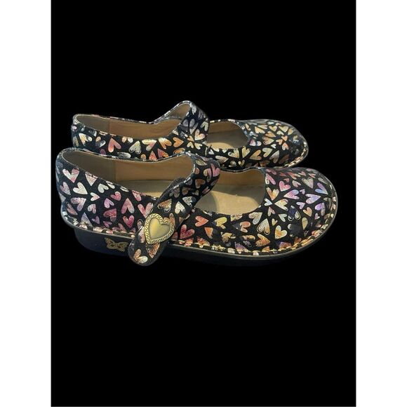 Alegria Womens Multicolor Paloma Hearts Leather Mary Jane Shoes Size 38 - Picture 3 of 10